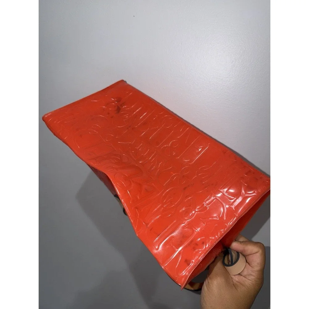 Dooney & Bourke Acrylic Plastic Jelly Vintage Monogram Tote Orange Leather Y2K M